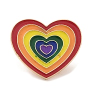 Pride Rainbow Theme Enamel Pins, Light Gold Alloy Badge for Backpack Clothes, Colorful, Heart, 20.5x24.5x1.2mm(JEWB-G031-01Y)