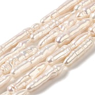 Natural Baroque Pearl Keshi Pearl Beads Strands, Cultured Freshwater Pearl, Grade 4A+, Column, Old Lace, 10~29x4.5~7mm, Hole: 0.5mm, about 16~18pcs/strand, 14.80~15.24''(37.6~38.7cm)(PEAR-E016-003)