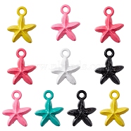 Spray Painted Alloy Pendant, Star, Mixed Color, 13.5x11x2.5mm, Hole: 1.6mm(PALLOY-YW0001-65)