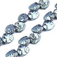 ABS Plastic Imitation Pearl Beads Strands, AB Color Plated, Nuggets, Medium Turquoise, 13x13x6mm, Hole: 0.9mm, about 36pcs/strand, 15.35 inch(39cm)(KY-N015-01B)