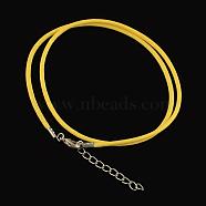 Waxed Cotton Cord Necklace Making, with Alloy Lobster Claw Clasps and Iron End Chains, Platinum, Yellow, 17.4 inch(44cm)(MAK-S032-1.5mm-118)