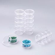 Plastic Bead Containers, Seed Beads Containers, Clear, Size: about 50mm diameter/vial, 28mm thick/vial, 5 vials, Capacity: 15ml(0.5 fl. oz)(CON-S002)
