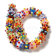 Handmade Pumpkin Spot Lampwork Beads, Round, Colorful, 15x10x10mm, Hole: 1.8mm, about 25pcs/strand, 10.04''(25.5cm)(LAMP-P064-02B)