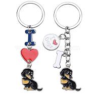 WEWAYSMILE 2 pcs Dog Keychain Car Keychain Pet Pendant Key-Ring Lovely Dog Key-ring Portable Metal Keychain Gift for Pet Lover Birthday Puppy Theme Party Supplies (Dachshund), Platinum, 10.1x2.65cm(JX788A)