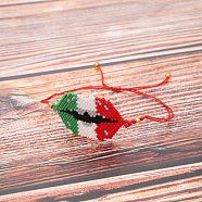 Glass Seed Braided Bead Bracelet, Lip Friendship Bracelet for Women, Colorful, 11 inch(28cm), Pendant: 65x37mm(BJEW-A121-14A)