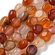 Natural Brazil Red Agate Beads Strands, Dyed & Heated, Tumbled Stone, Nuggets, 10x8mm, about 42pcs/strand, 15.75 inch(40cm)(G-L599-A01-01)