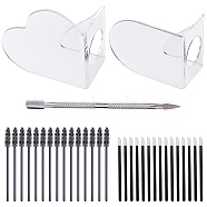 Transparent Acrylic Palettes, with  Disposable Plastic Lip Brushes and Disposable Nylon Eyelash Mascara Brushes, Stainless Steel Double Sided Finger Dead Skin Push, Mixed Color, 103pcs/set(MRMJ-OC0001-23)