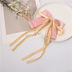 Bowknot Ribbon Polyester Hair Barrettes, with Metal Finding, for Girls, Pink, 270x130mm(PW-WG12036-04)