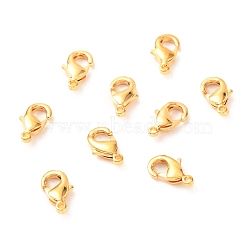 Brass Lobster Claw Clasps, Long-Lasting Plated, Real 18K Gold Plated, 10x6x2.5mm, Hole: 0.9mm(X-KK-F824-104A-G)
