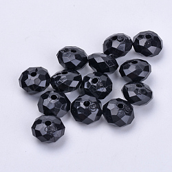 Transparent Acrylic Beads, Faceted, Rondelle, Black, 22x15mm, Hole: 3mm, about 135pcs/500g(TACR-Q258-22mm-V72)