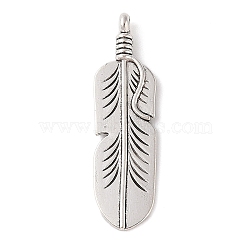 Tibetan Style Alloy Pendants, Cadmium Free & Lead Free, Feather, Antique Silver, 41.5x11.5x4mm, Hole: 2mm, about 471pcs/1000g(FIND-C060-059B-AS)