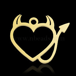 201 Stainless Steel Pendants, Heart, Real 18K Gold Plated, 15.5x19x1mm, Hole: 1.6mm(STAS-N090-LA875-2)