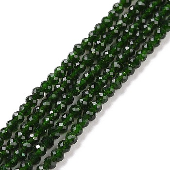 Synthetic Green Goldstone Beads Strands, Faceted, Round, 2x2mm, Hole: 0.5mm, about 199pcs/strand, 15.16''(38.5cm)