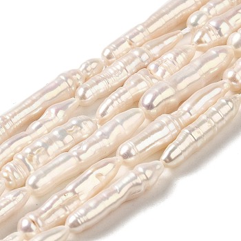 Natural Baroque Pearl Keshi Pearl Beads Strands, Cultured Freshwater Pearl, Grade 4A+, Column, Old Lace, 10~29x4.5~7mm, Hole: 0.5mm, about 16~18pcs/strand, 14.80~15.24''(37.6~38.7cm)