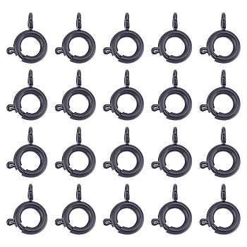 20Pcs 304 Stainless Steel Smooth Surface Spring Ring Clasps, Electrophoresis Black, 6x1.5mm, Hole: 1.8mm