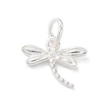 925 Sterling Silver Insect Charms, with Jump Rings, Silver Color, Dragonfly, 10x12x1.6mm, Hole: 3.8mm