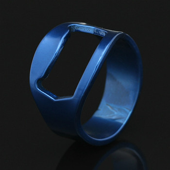 201 Stainless Steel Bottle Opener Finger Rings, Blue, Inner Diameter: 20mm