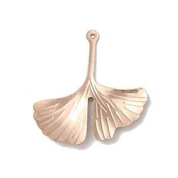 304 Stainless Steel Pendants, Ginkgo Leaf Charm, Rose Gold, 29x25.5x2mm, Hole: 0.9mm