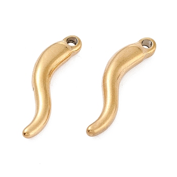 201 Stainless Steel Pendant, Horn of Plenty/Italian Horn Cornicello Charms, Golden, 20.5x5.5x3mm, Hole: 1.2mm