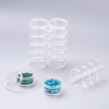 Plastic Bead Containers, Seed Beads Containers, Clear, Size: about 50mm diameter/vial, 28mm thick/vial, 5 vials, Capacity: 15ml(0.5 fl. oz)