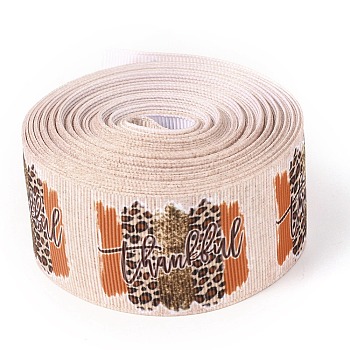 Polyester Grosgrain Ribbon, Single Face Printed Pattern, for DIY Handmade Craft, Festival Party, Gift Decoration , Wood Grain Pattern, 1-1/2 inch(38mm), 10 yards/roll(9.14m/roll)