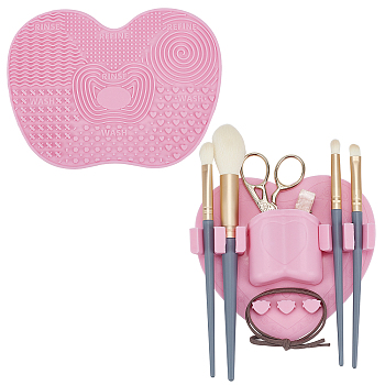 Gorgecraft Silicone Makeup Brush Organizer & Silicone Makeup Cleaning Brush Mat, Pink, 2pcs/set