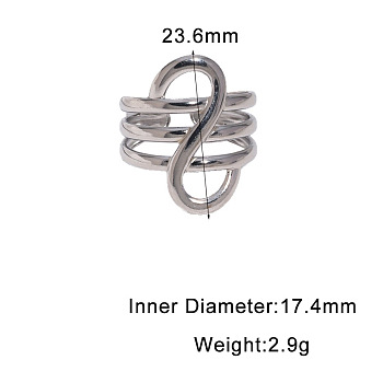 Line 304 Stainless Steel Cuff Open Rings, Letter S, Stainless Steel Color, Inner Diameter: 17.4mm