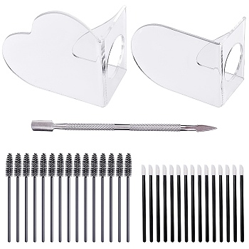 Transparent Acrylic Palettes, with  Disposable Plastic Lip Brushes and Disposable Nylon Eyelash Mascara Brushes, Stainless Steel Double Sided Finger Dead Skin Push, Mixed Color, 103pcs/set