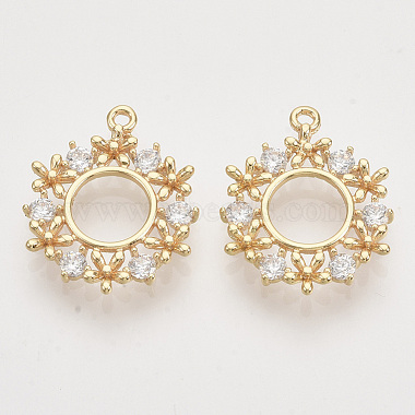 Real Gold Plated Clear Ring Brass+Cubic Zirconia Pendants