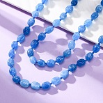 Natural Dyed Malaysia Jade Tumble Stone Nuggets Beaded Long Necklaces for Women, Dodger Blue, 49.61 inch(126cm)(NJEW-F340-A06)