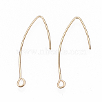 Brass Earring Hooks, with Horizontal Loop, Nickel Free, Real 18K Gold Plated, 35mm, Hole: 1.8mm, 20 Gauge, Pin: 0.8mm(X-KK-N231-08-NF)