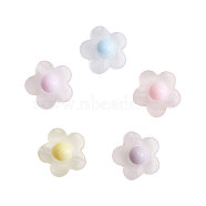 Transparent Acrylic Beads, Frosted, DIY Accessories, Clear, Flower, Mixed Color, 16.5x17x9.5mm, Hole: 2.5mm, 10pcs/color, 5 colors, 50pcs/bag(FACR-CJ0001-03)