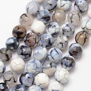 Natural Fire Crackle Agate Bead Strands, Round, Grade A, Faceted, Dyed & Heated, White, 10mm, Hole: 1mm, about 37pcs/strand, 15 inch(G-K166-07F-10mm-08)