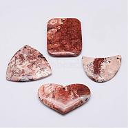 Natural Mexican Agate Pendants, Mixed Shapes, 39.5~51x31.5~45.5x5.5~7mm, Hole: 2mm(G-G647-71)