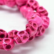 Dyed Synthetic Turquoise Bead Strands, Skull, Deep Pink, 8x6x7mm, Hole: 1mm, about 48~49pcs/strand, 15.3~15.5 inch(G-M145-13-A)