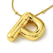 Initial Letter 304 Stainless Steel Pendant Necklaces, Real 18K Gold Plated, Letter P, 15.91 inch(40.4cm), pendant: 19x15mm(NJEW-R265-05G-P)