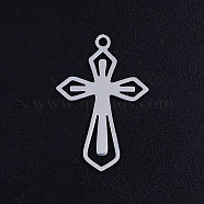 201 Stainless Steel Pendants, Cross, Stainless Steel Color, 24.5x16x1mm, Hole: 1.5mm(STAS-S105-JN375-1)