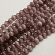 Cat Eye Beads, Round, Rosy Brown, 8mm, Hole: 1mm, about 15.5 inch/strand, about 49pcs/strand(CER8mm21)