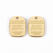Rack Plating Alloy Charms, Cadmium Free & Lead Free, Oval Rectangle with Word, Light Gold, 13.5x10x1mm, Hole: 1.4mm(PALLOY-N155-71-RS)