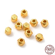 925 Sterling Silver Beads, Faceted, Cube, Matte Gold Color, 2x2x2mm, Hole: 0.8mm(STER-M113-05MG)