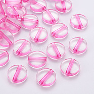 Transparent Acrylic Beads, Flat Round, Hot Pink, 16x5mm, Hole: 2.8mm, about 480pcs/500g(TACR-S154-09A-82)