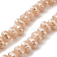 Pearl Luster Plated Electroplate Glass Beads, Two Tone, Pumpkin, PeachPuff, 9x11x12mm, Hole: 1.2mm, about 74pcs/strand, 23.23 inch(59cm)(GLAA-G106-02A-PL02)