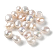 Natural Cultured Freshwater Pearl Beads, Two Sides Polished, No Hole, Oval, WhiteSmoke, 7~9x5~9mm(PEAR-E020-03)
