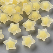 Transparent Acrylic Beads, Frosted, Bead in Bead, Star, Yellow, 14x15x8.5mm, Hole: 2mm, about 518pcs/500g(TACR-S152-02C-SS2105)