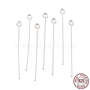 925 Sterling Silver Eye Pins, Silver, 24 Gauge, 25x2.5x0.5mm, Hole: 1.4mm(STER-M117-04A-S)