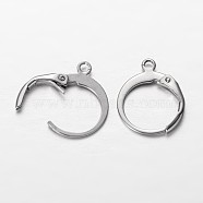 304 Stainless Steel Leverback Earring Findings, with Loop, Stainless Steel Color, 14.5x12x2mm, Hole: 1mm(STAS-G140-72P)