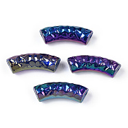 Acrylic Tube Beads, Curved Tube, AB Color Plated, Faceted, Purple, 32x12x9.5mm, Hole: 2mm(OACR-N137-03A)