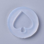 Silicone Molds, Resin Casting Molds, For UV Resin, Epoxy Resin Jewelry Making, Spades Heart, White, 52x7mm, Spades Heart: 36x33mm(X-DIY-L026-023)