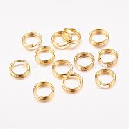 Iron Split Rings, Double Loops Jump Rings, Cadmium Free & Lead Free, Golden, 6x1.4mm, about 5.3mm inner diameter, about 9500pcs/1000g(JRDG6mm)