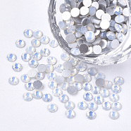 Glass Rhinestone Flat Back Cabochons, Back Plated, Faceted, Half Round, White Opal, SS10, 2.7~2.8x1mm, about 1440pcs/bag(RGLA-S002-10SS-35)